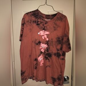 Gloomy Tie-Dye T-Shirt with Pink Bear Design Sz XL